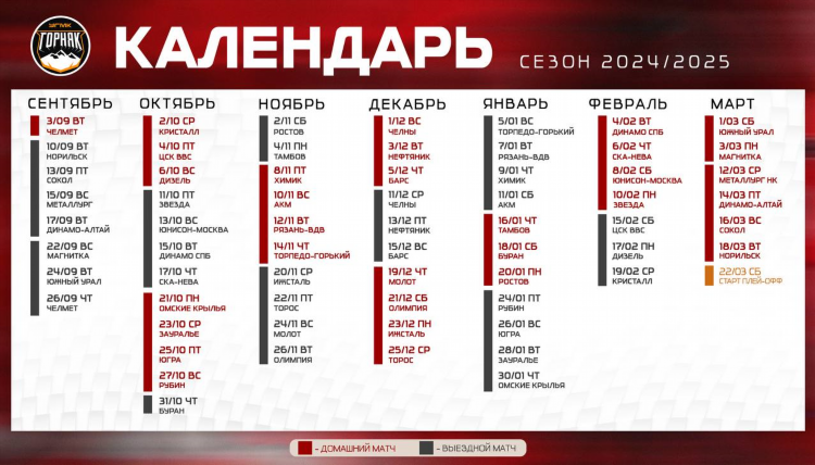 Расписание хоккейных матчей кхл
