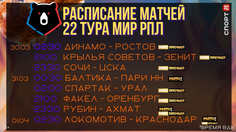 Зенит расписание футбол